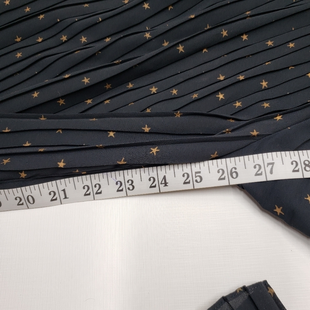 Sheer Wide Pleated Leg Pants Pull On Stars Black Gold Size Medium - Picture 13 of 13